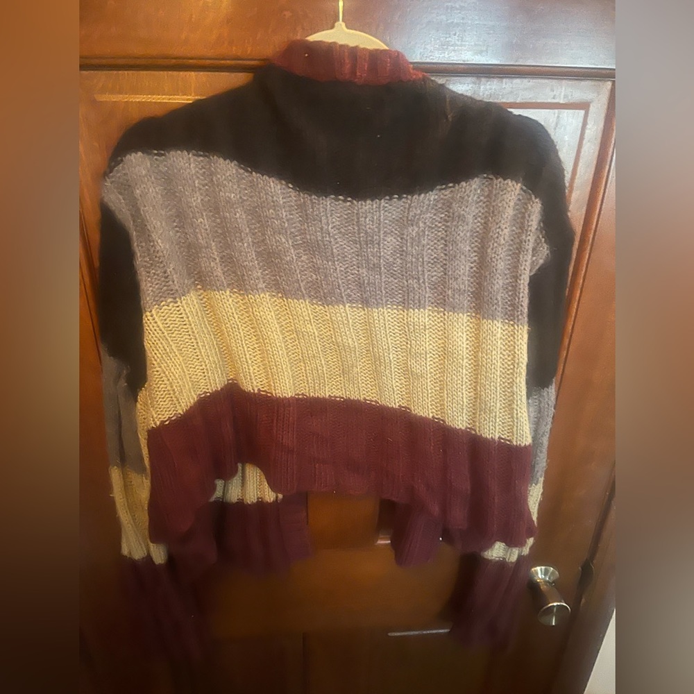 Tri colored sweater cardigan
